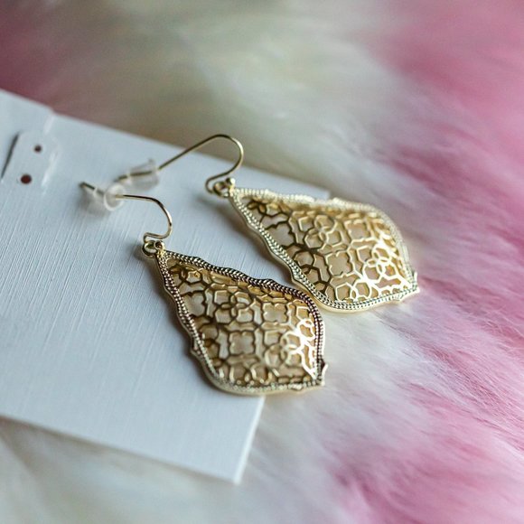 Kendra Scott Gold ADDIE Gold Filigree Earrings - Picture 3 of 3